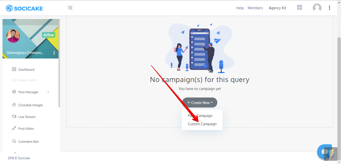 Step 1: Click on Custom Campaign