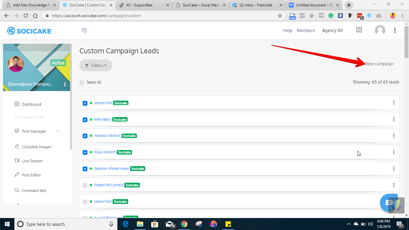 Step 3: Click on New Campaign